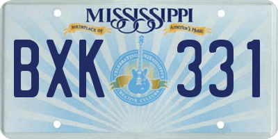 MS license plate BXK331