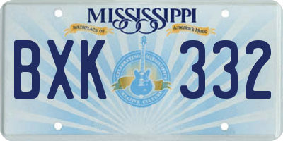 MS license plate BXK332
