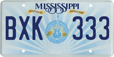 MS license plate BXK333