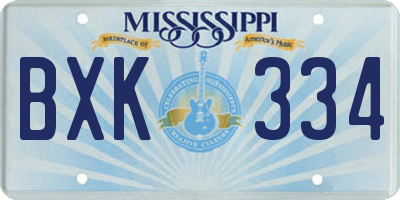 MS license plate BXK334
