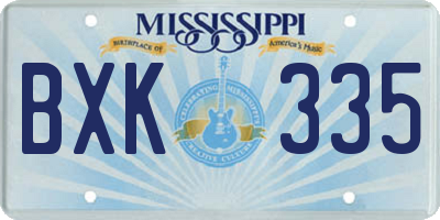 MS license plate BXK335