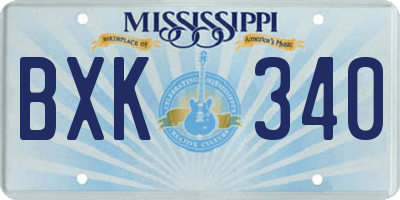MS license plate BXK340