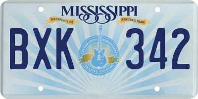 MS license plate BXK342