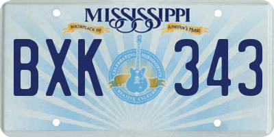 MS license plate BXK343