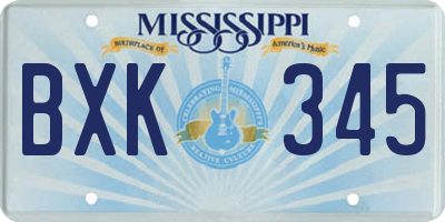 MS license plate BXK345