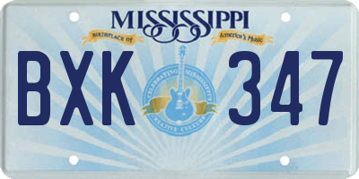 MS license plate BXK347