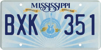 MS license plate BXK351