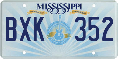 MS license plate BXK352