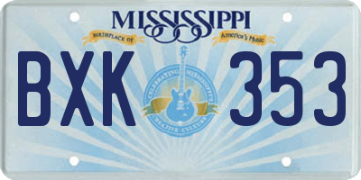MS license plate BXK353