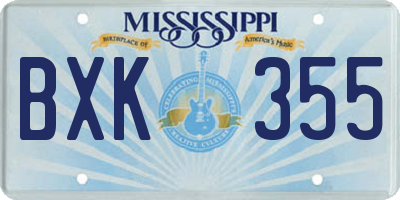 MS license plate BXK355