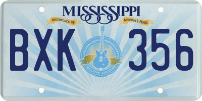 MS license plate BXK356