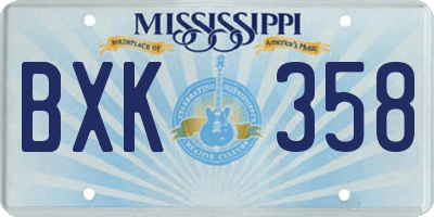 MS license plate BXK358