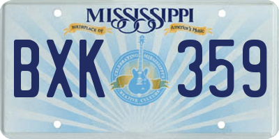 MS license plate BXK359