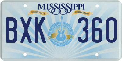 MS license plate BXK360