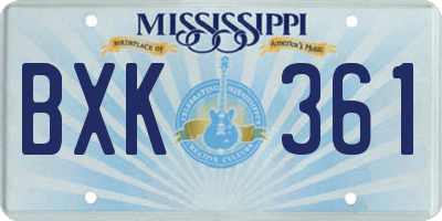 MS license plate BXK361