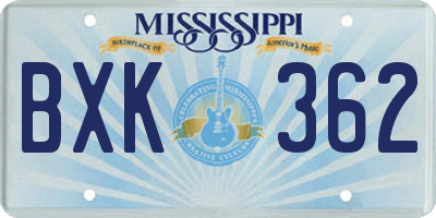 MS license plate BXK362