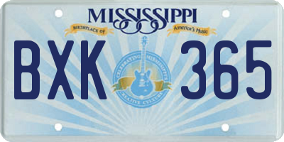 MS license plate BXK365