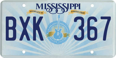 MS license plate BXK367