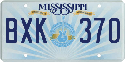 MS license plate BXK370