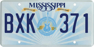 MS license plate BXK371