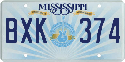 MS license plate BXK374