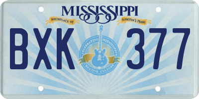 MS license plate BXK377