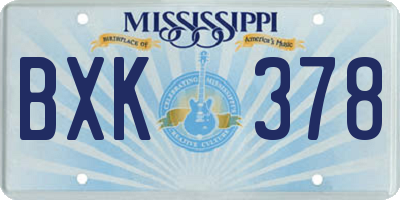 MS license plate BXK378