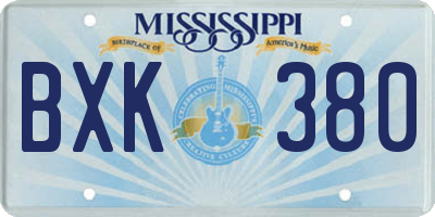 MS license plate BXK380