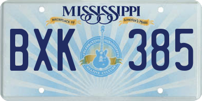 MS license plate BXK385