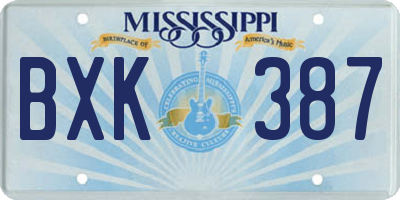 MS license plate BXK387