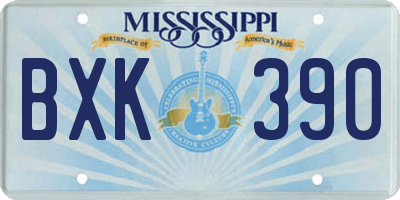 MS license plate BXK390