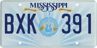 MS license plate BXK391