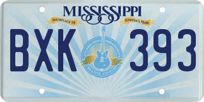 MS license plate BXK393
