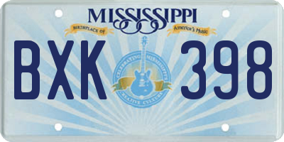 MS license plate BXK398