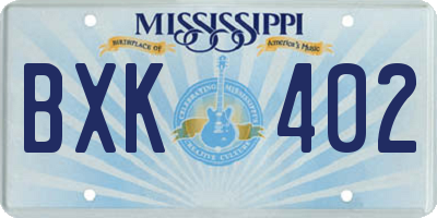 MS license plate BXK402