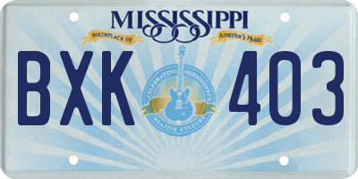 MS license plate BXK403