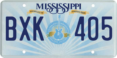 MS license plate BXK405