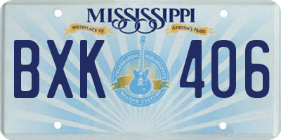 MS license plate BXK406