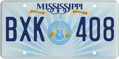 MS license plate BXK408