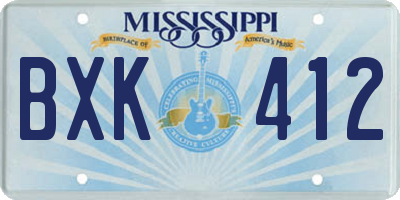 MS license plate BXK412