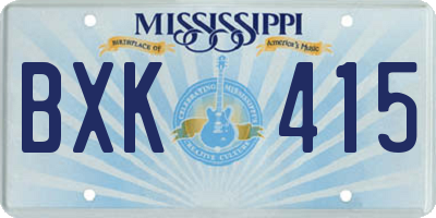 MS license plate BXK415