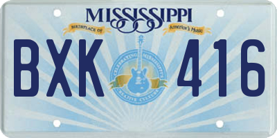 MS license plate BXK416