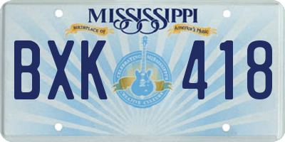 MS license plate BXK418
