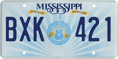 MS license plate BXK421