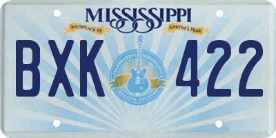 MS license plate BXK422