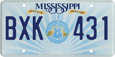 MS license plate BXK431