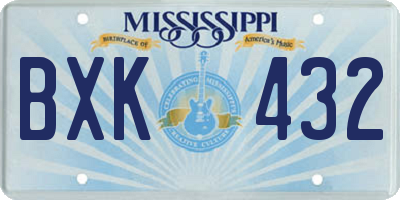 MS license plate BXK432