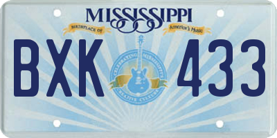 MS license plate BXK433