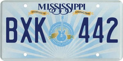 MS license plate BXK442