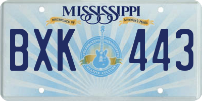 MS license plate BXK443